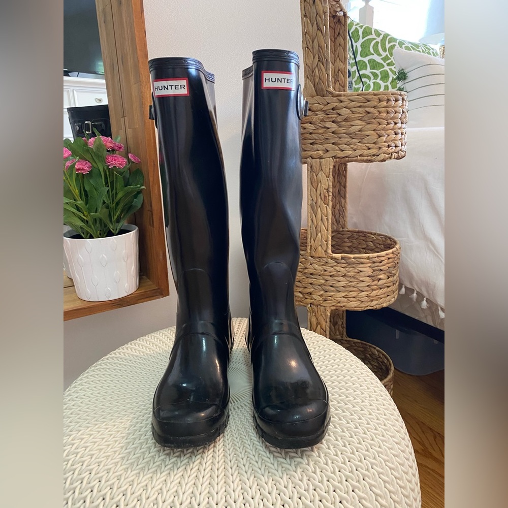 Hunter Women’s Original Black Tall Gloss Rain Boots Size 8 - Like New